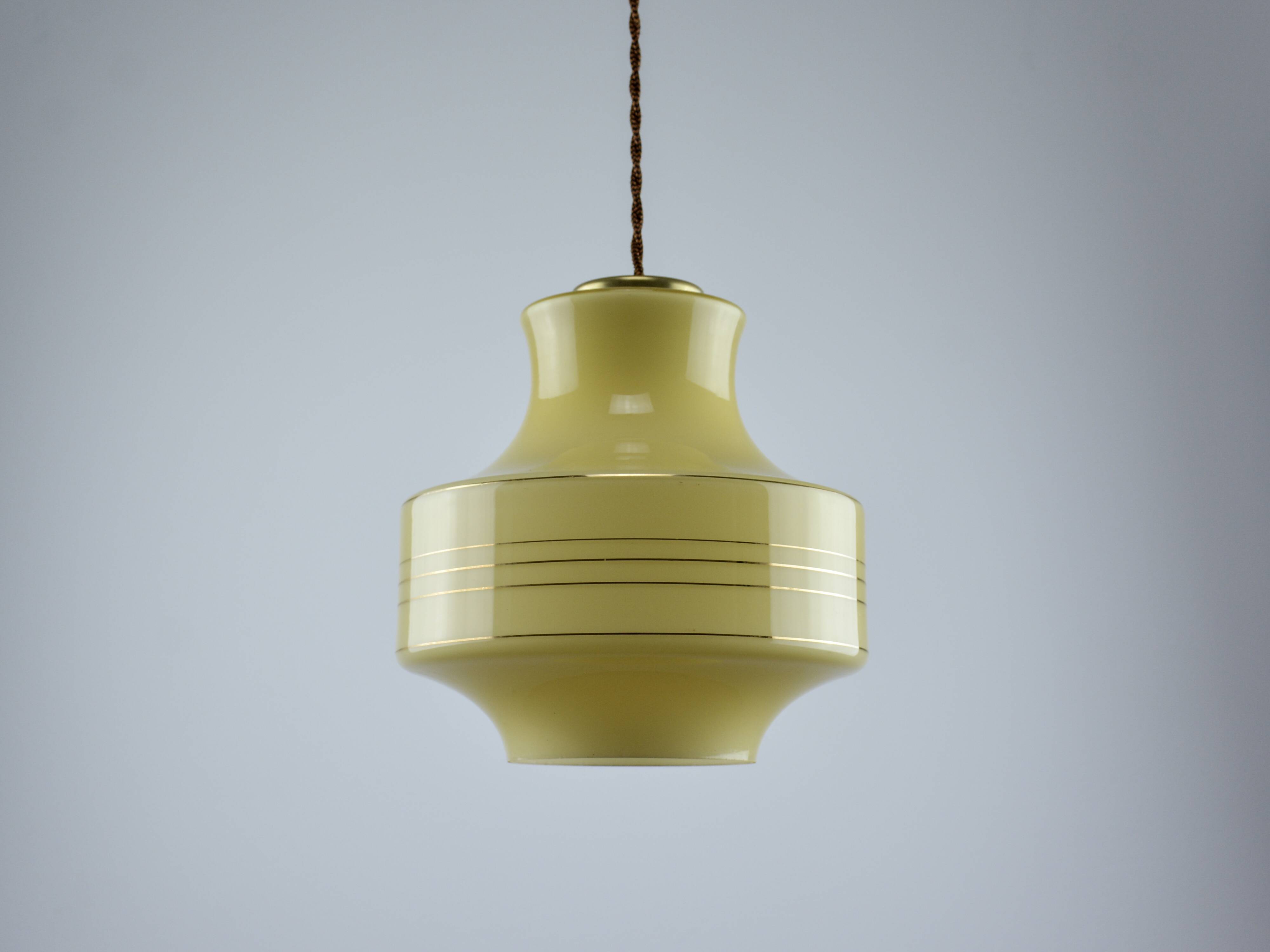 Vintage Beige/Yellow Glass Pendant Lamp