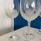 Set of 6 vintage crystal wine glasses - empoli tulip frosted stemware