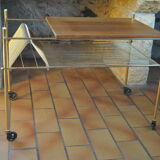 Vinyl storage cabinet with vintage wheels 70s