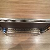 Vintage brass platter and imitation wood veneer from the 1950s