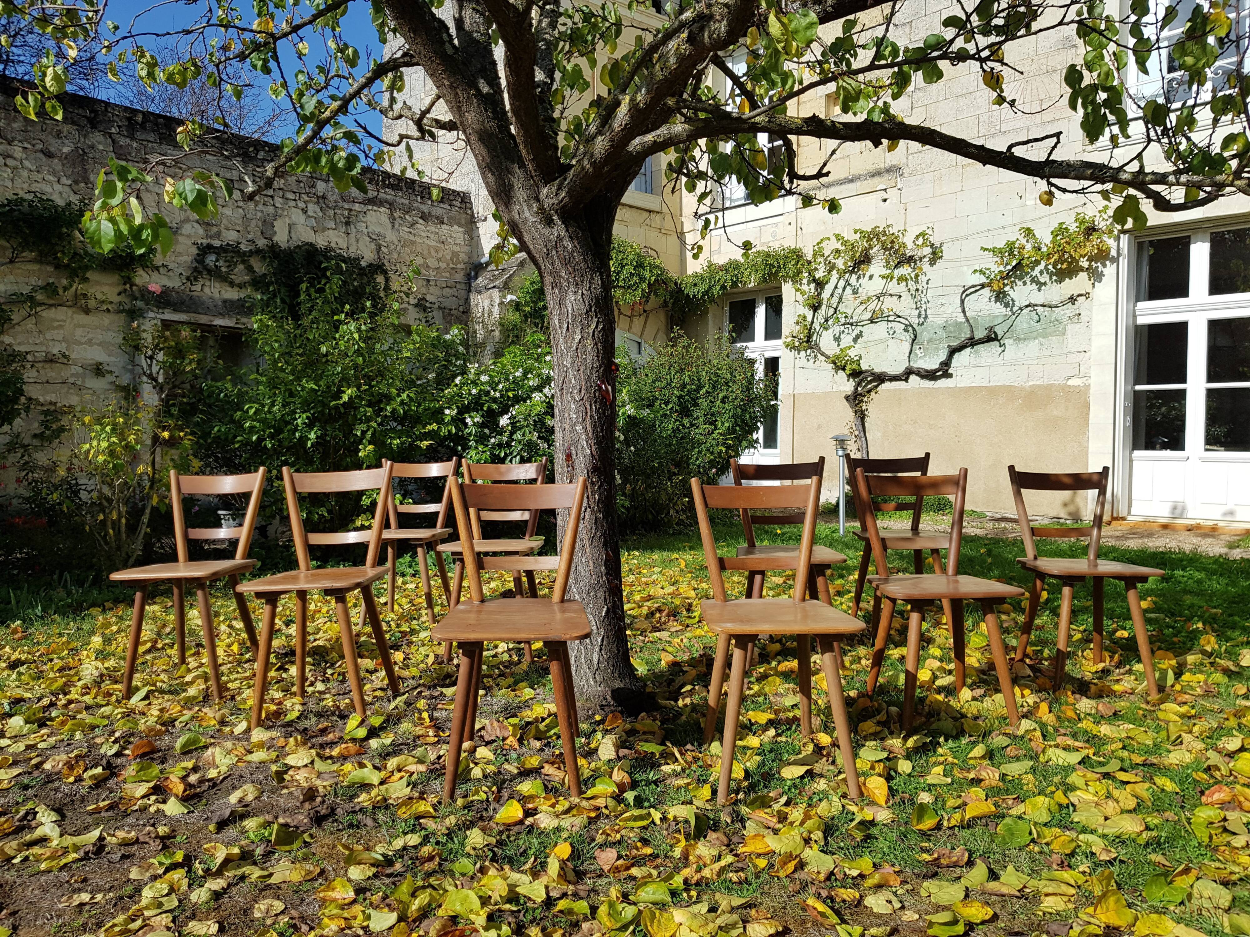 Ensemble 10 chaises Adolf Schneck 1947