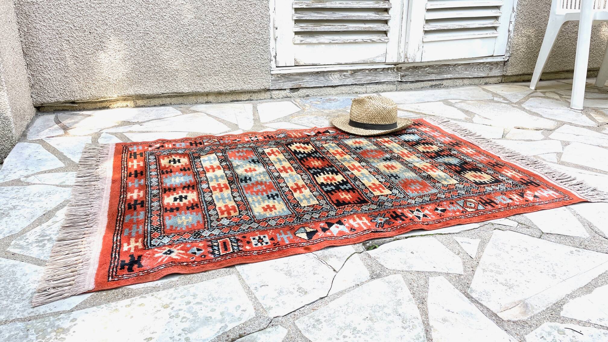 Vintage silk and cotton rug - 142 x 84cm
