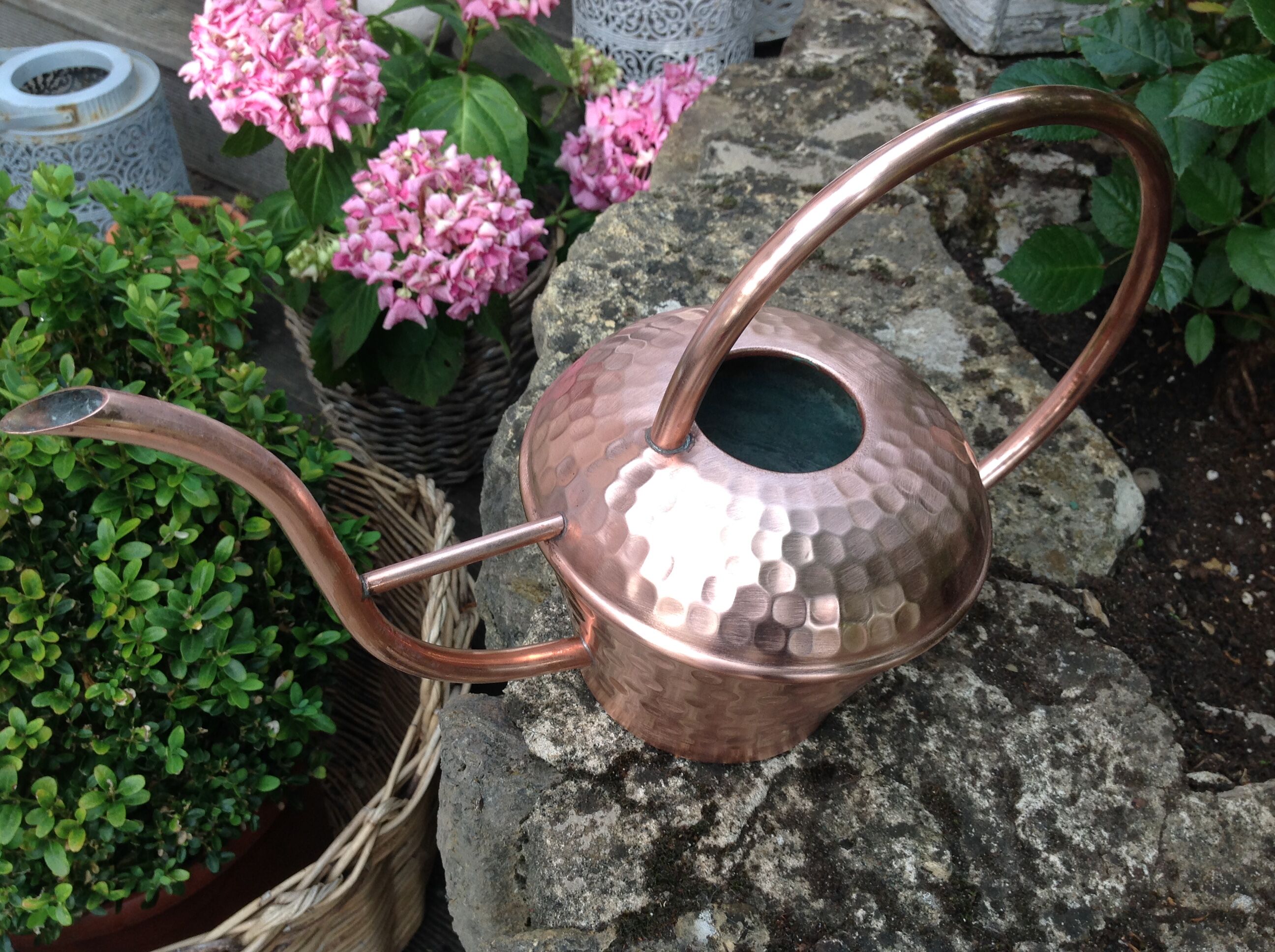 Arrosoir en cuivre brossé par Lecellier Villedieu vintage  années 60-70