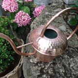Brushed copper watering can by Lecellier Villedieu vintage 60s-70s