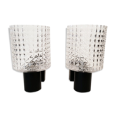 Pair of metal and glass wall lamp  70s