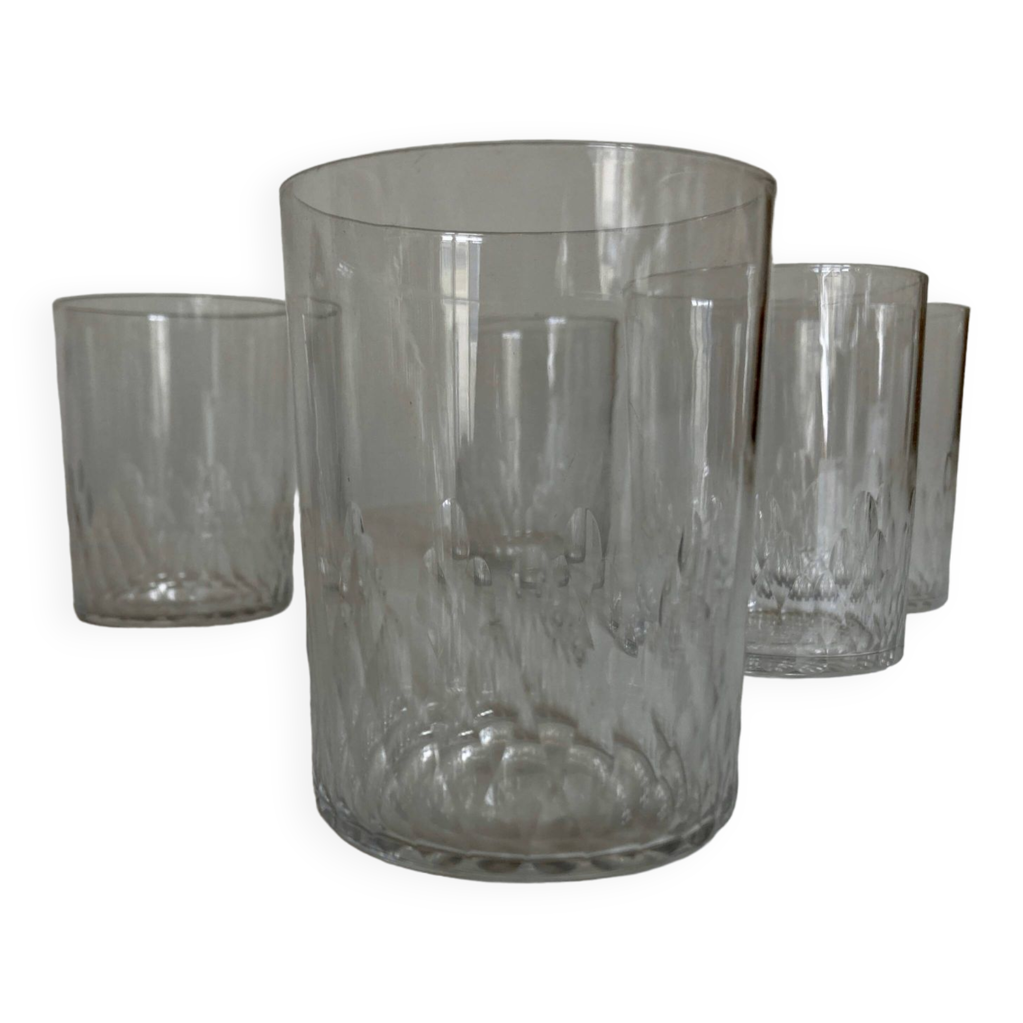 Set of 5 Baccarat modernist Ecailles water goblets