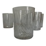 Set of 5 Baccarat modernist Ecailles water goblets
