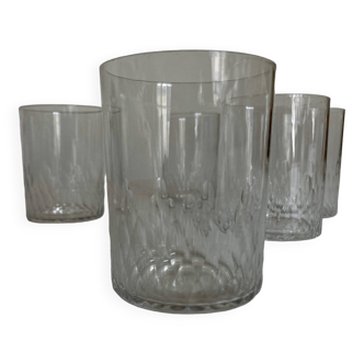 Set of 5 Baccarat modernist Ecailles water goblets