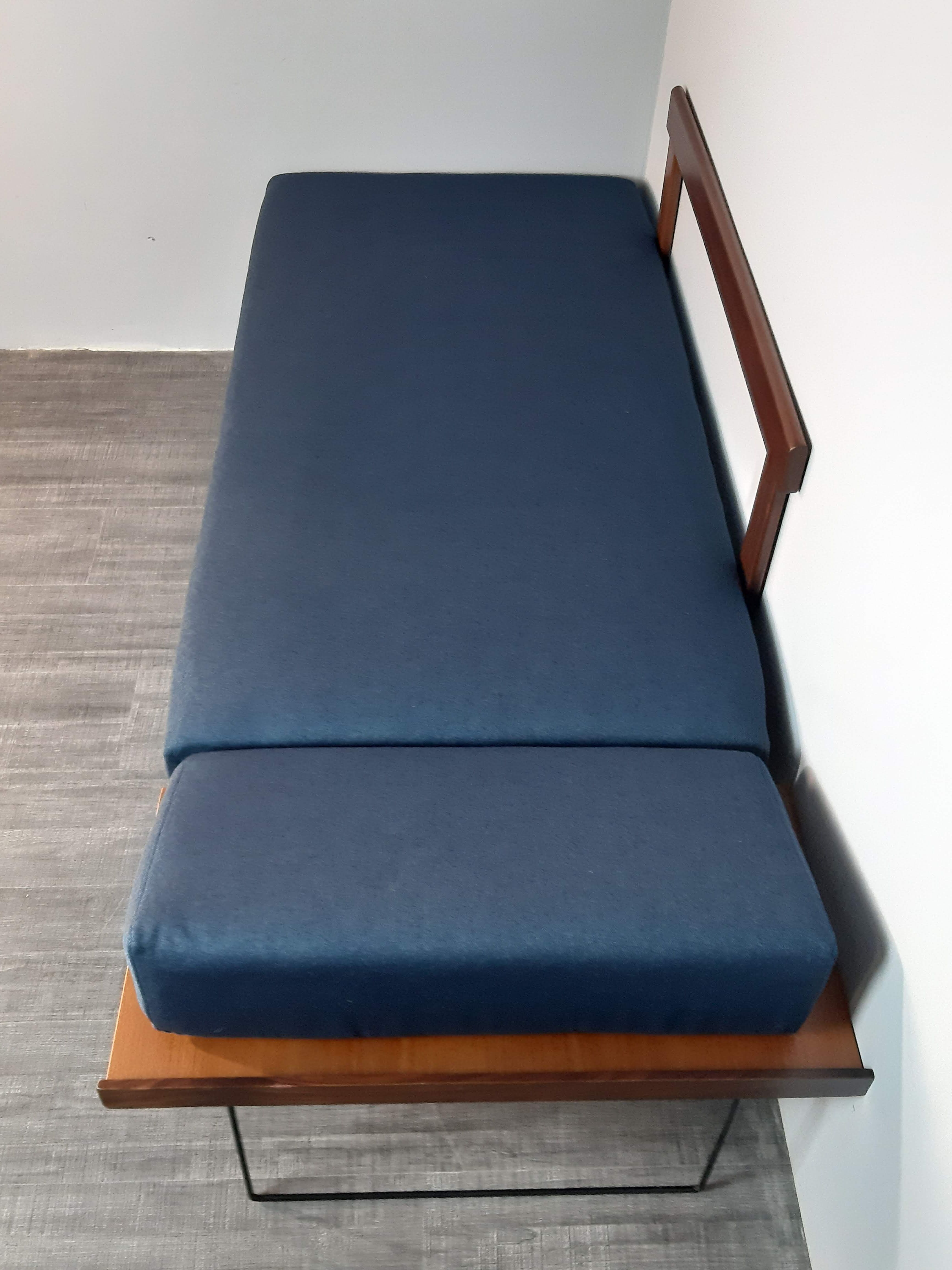 Daybed teck blue fabric Ingmar Relling by Ekornes vintage scandinavian