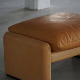 Maralunga ottoman in leather, Vico Magistretti for Cassina, Italian modern, 1973