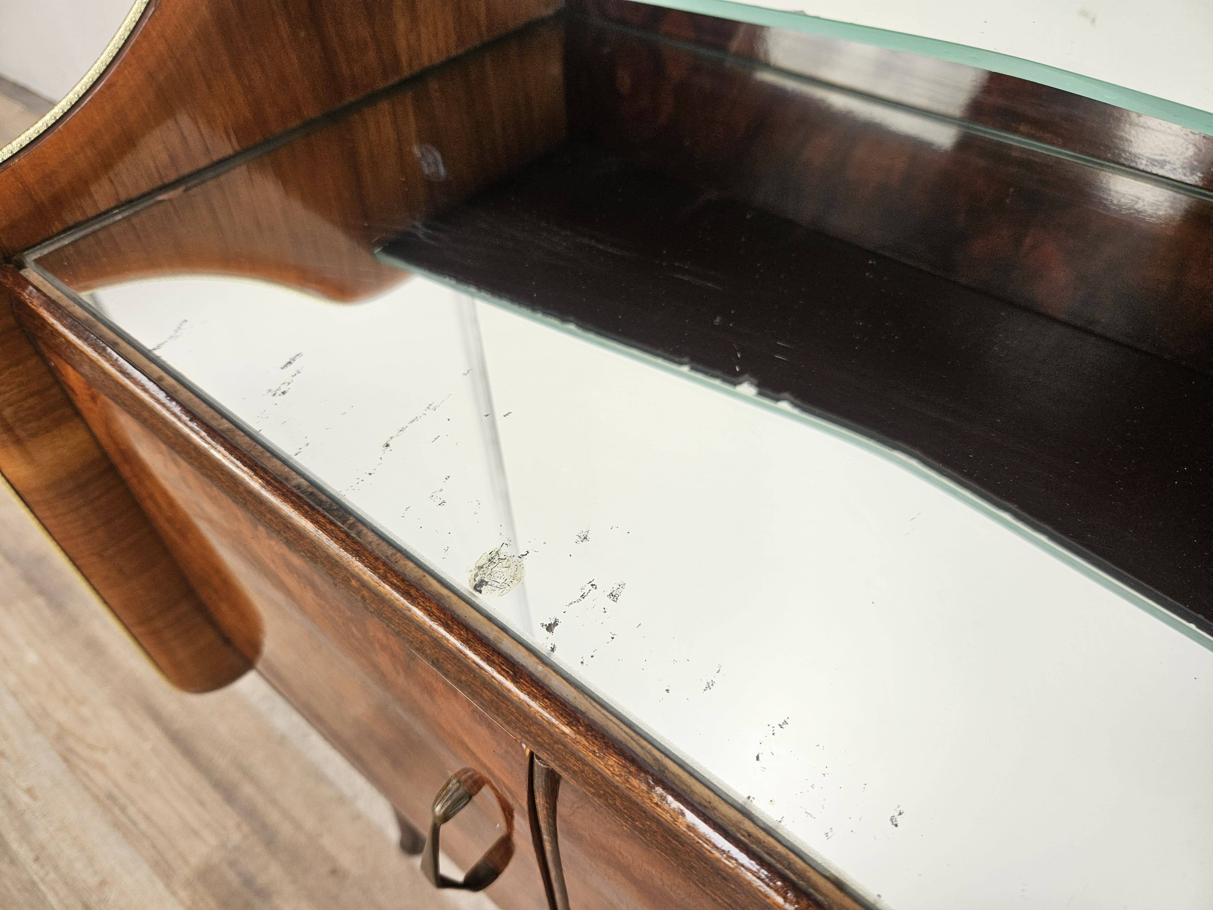 Walnut burl bedside tables with double glass top