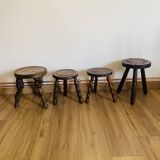 Ensemble de 4 tabourets tripodes
