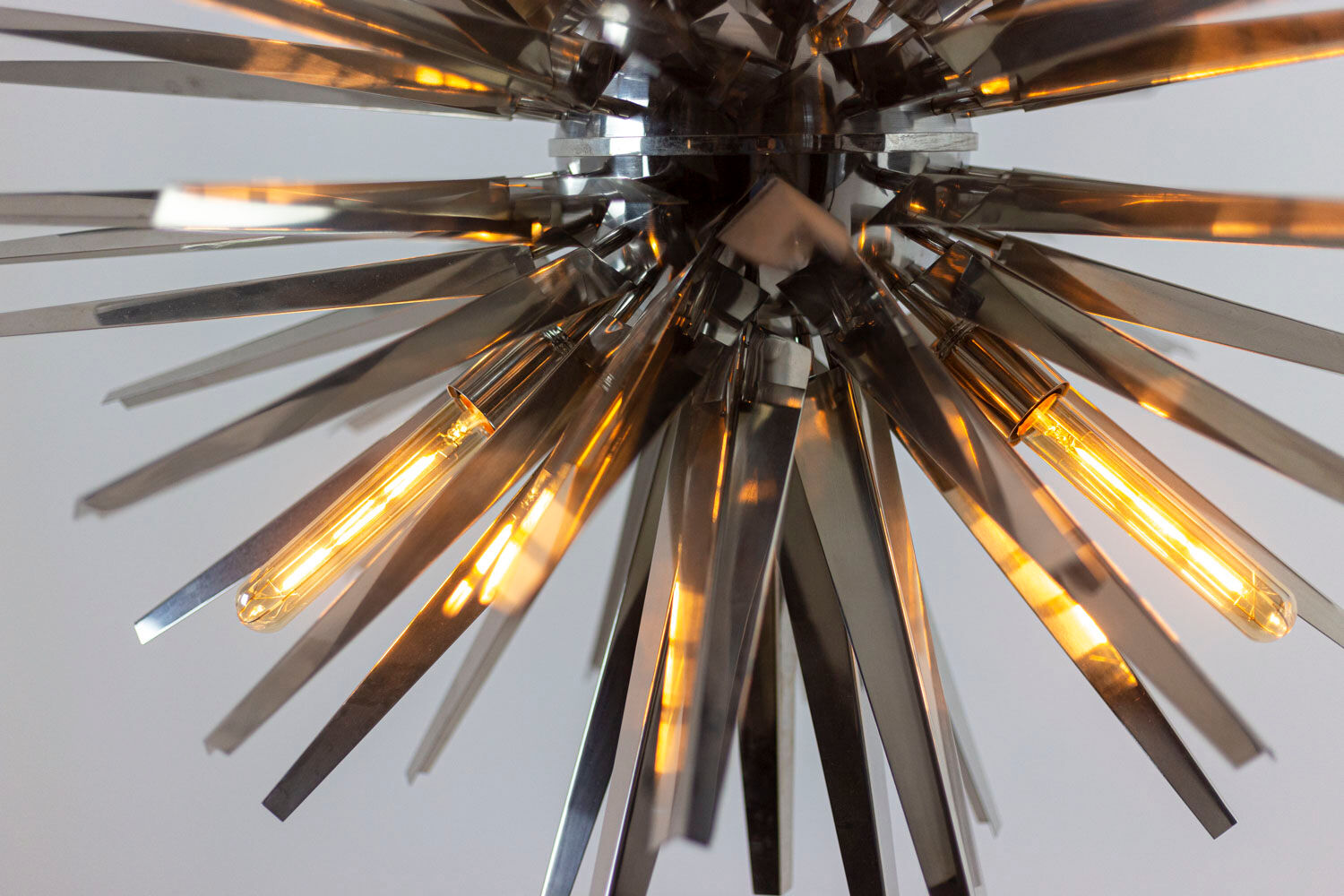 "Gregorian" chrome metal chandelier, contemporary work