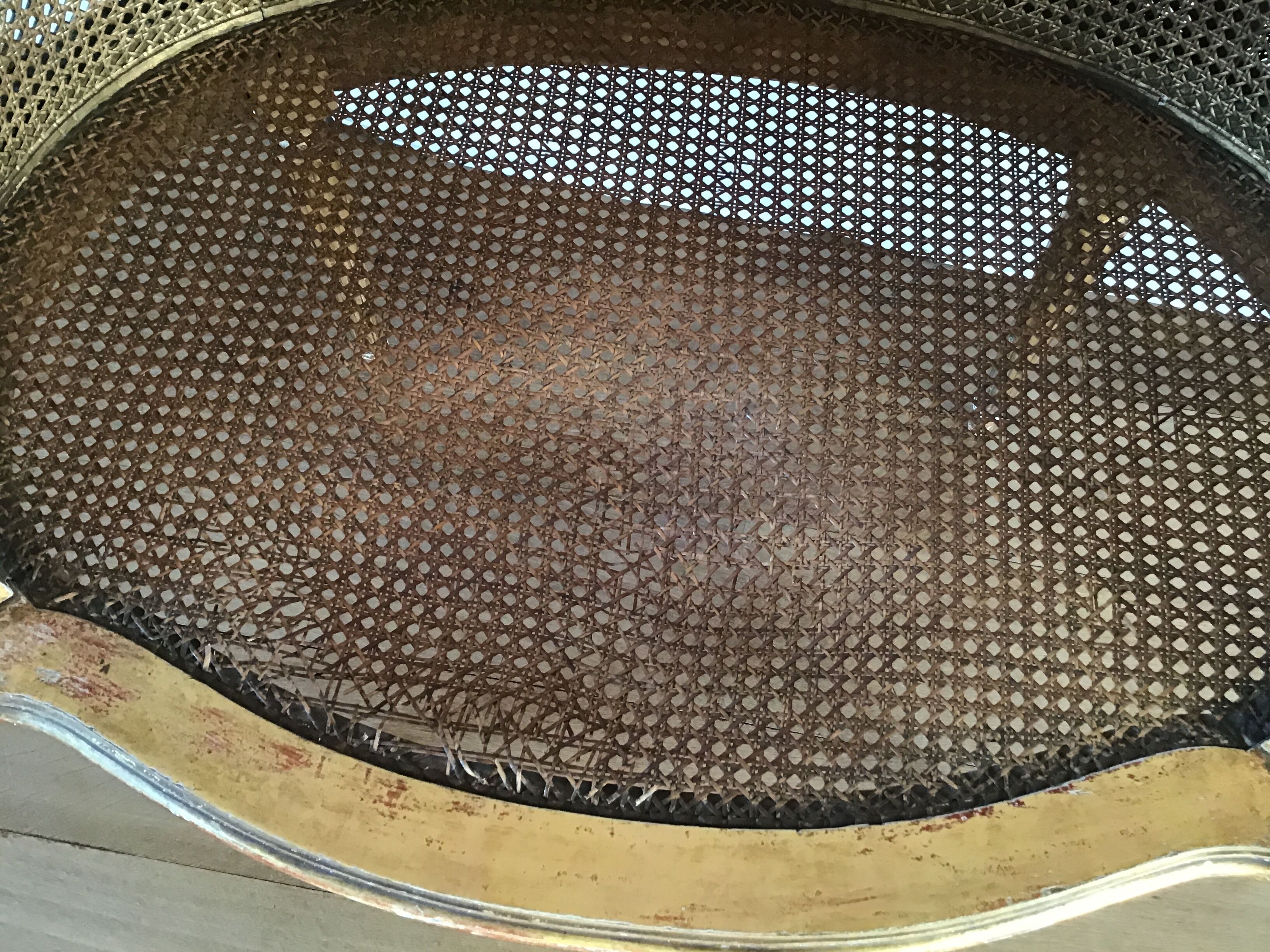 Louis XVI style caned bench