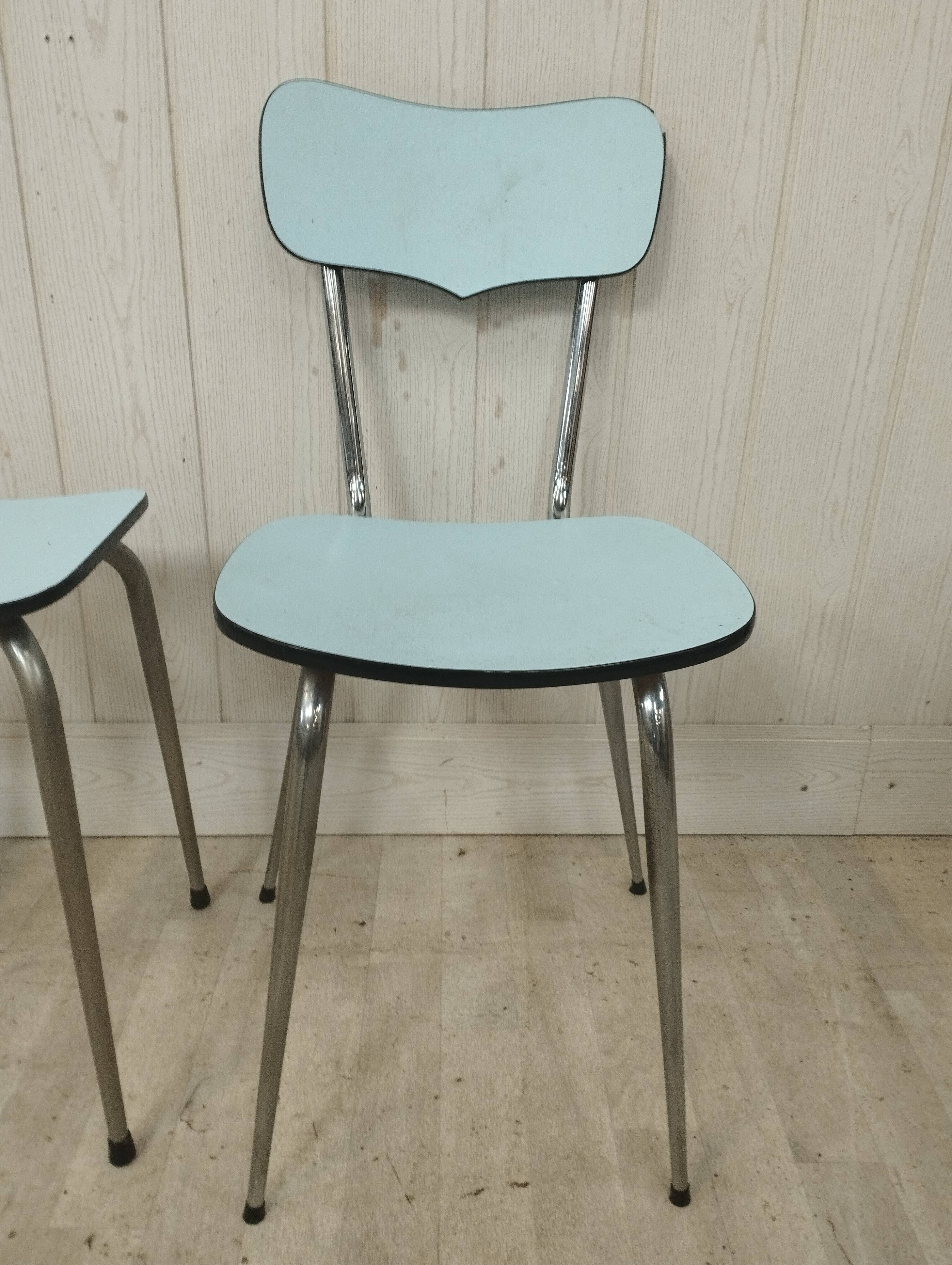 Blue formica table 2 chairs 1 mdj stool