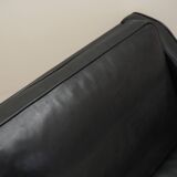 Black leather sofa, Danish design, 1970s, manufacture: Hurup Møbelfabrik