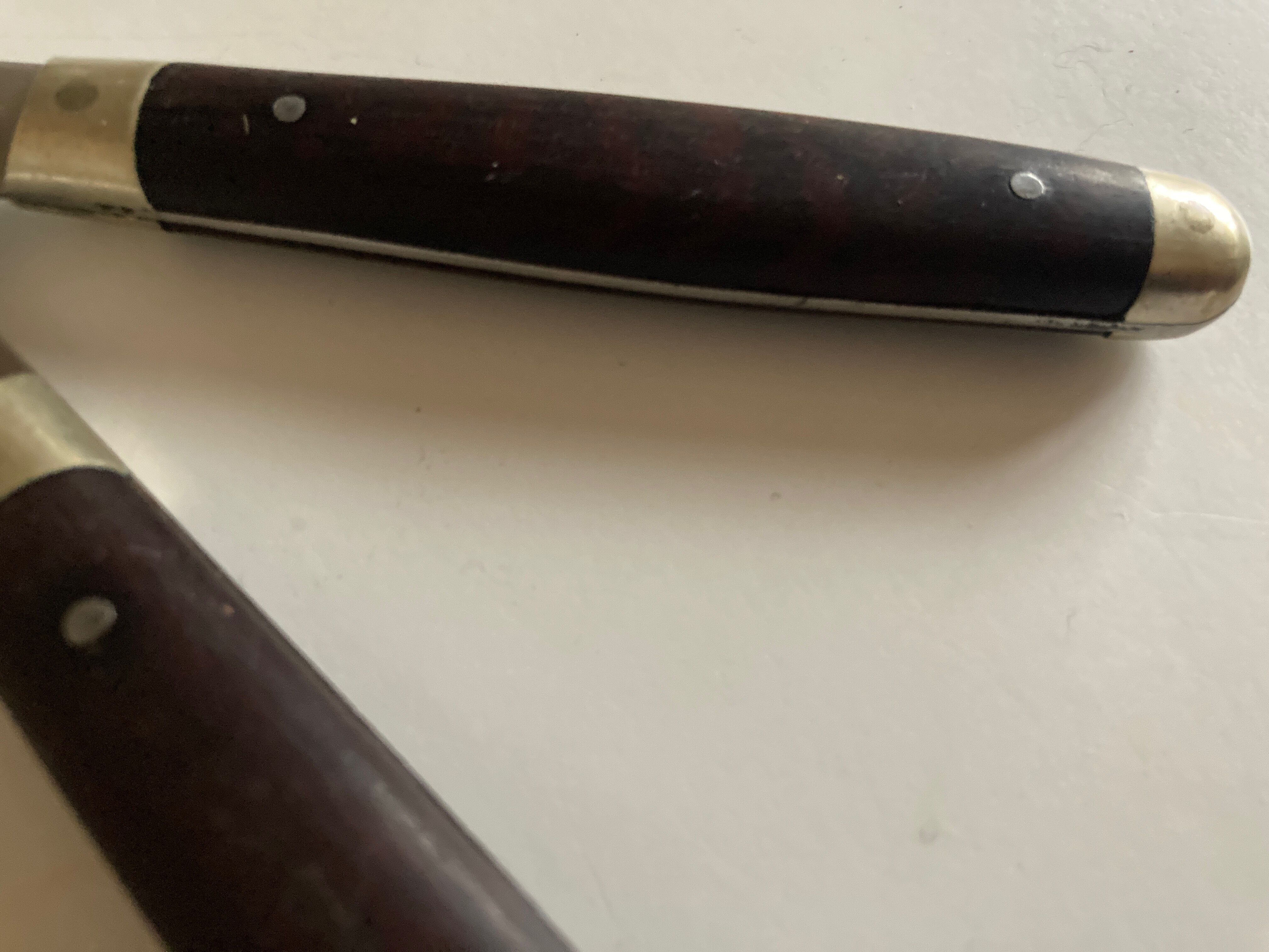 Set of 6 rosewood wood knives Dumas Thiers 1950