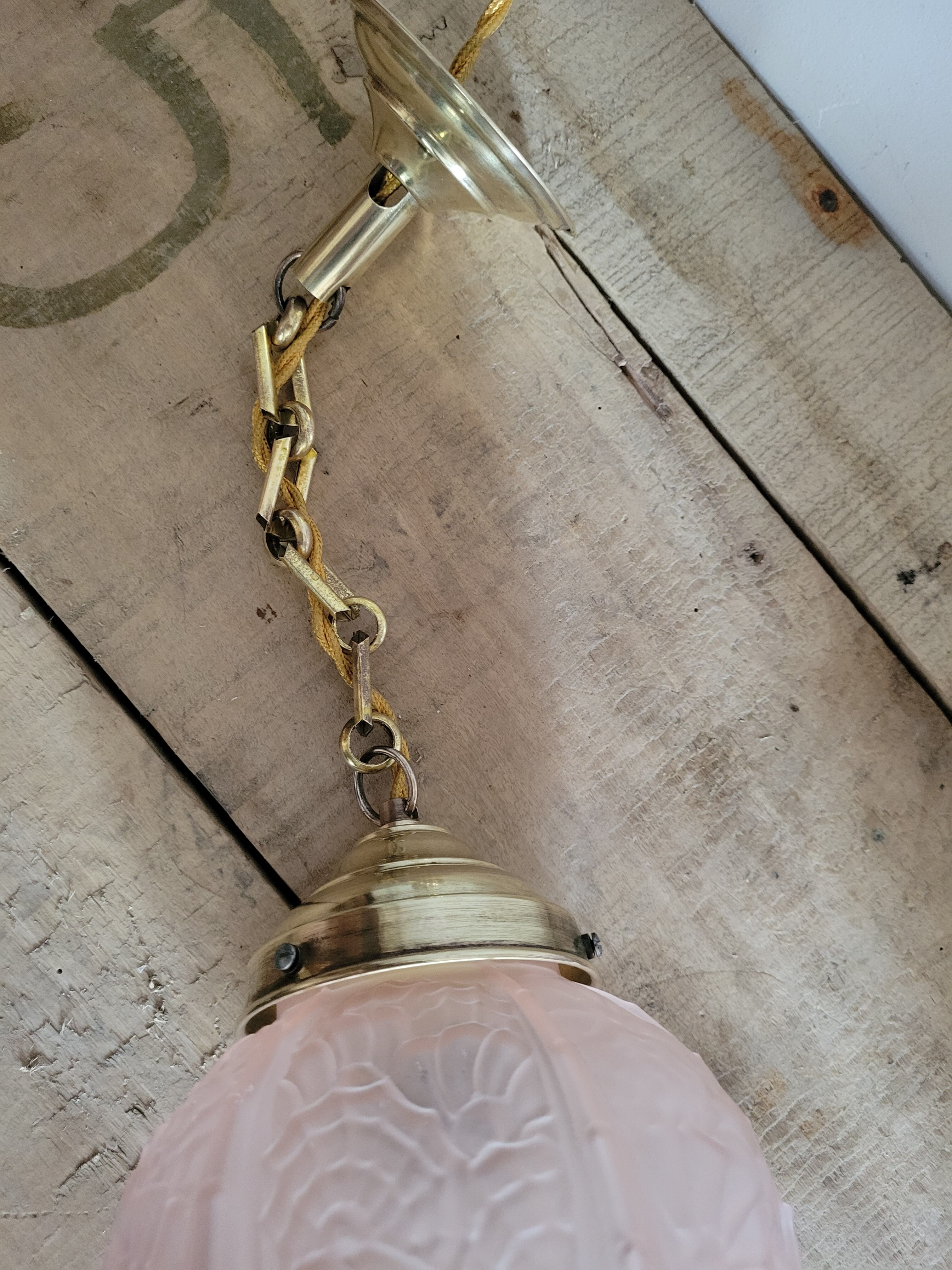 Pink Art Deco globe suspension