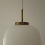 Satinated opaline glass/brass Kina hanging lamp, Bent Karlby, Lyfa