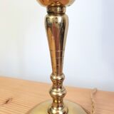 Vintage table lamp, brass foot and glass globe