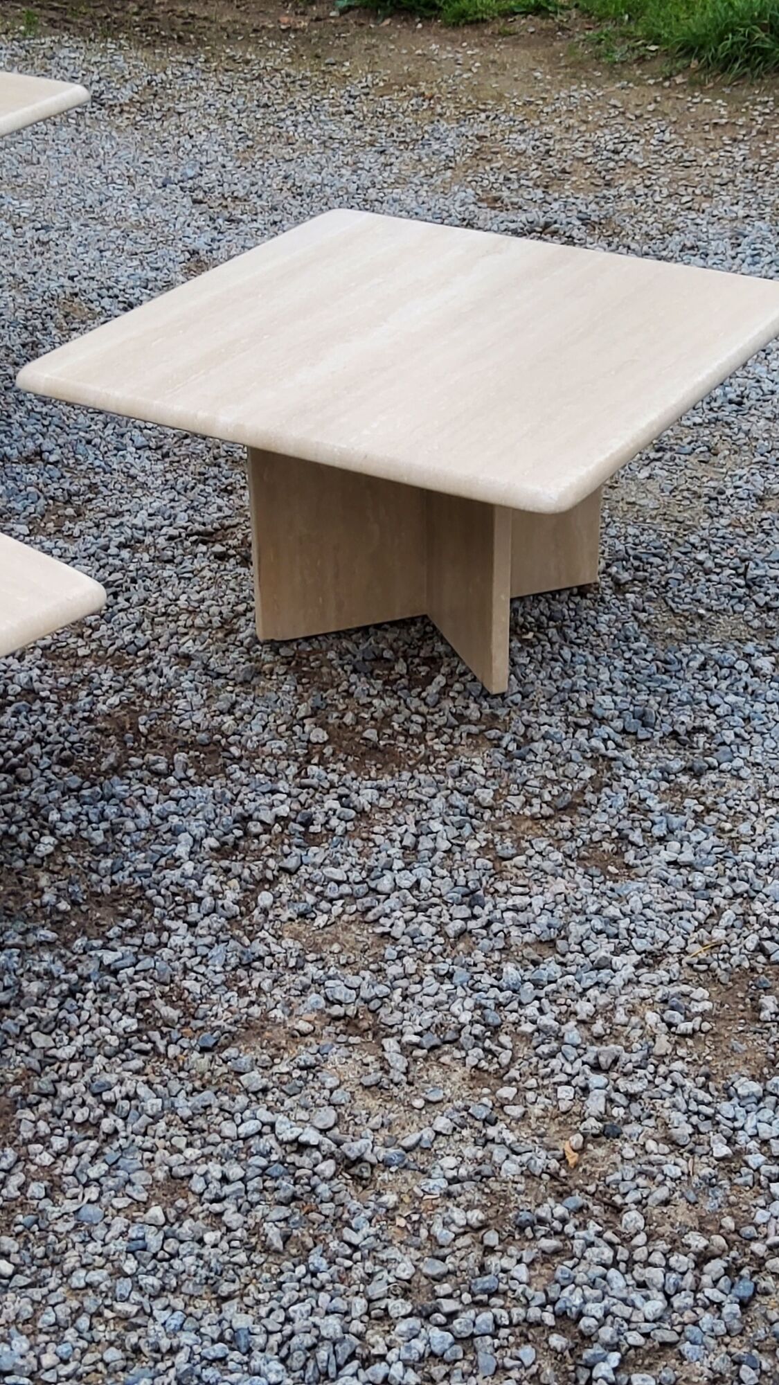 Set of 3 travertine trundle coffee tables from the 70s