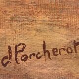 HST painting "bouquet of flowers in vase" signed Porcherot late 20th century