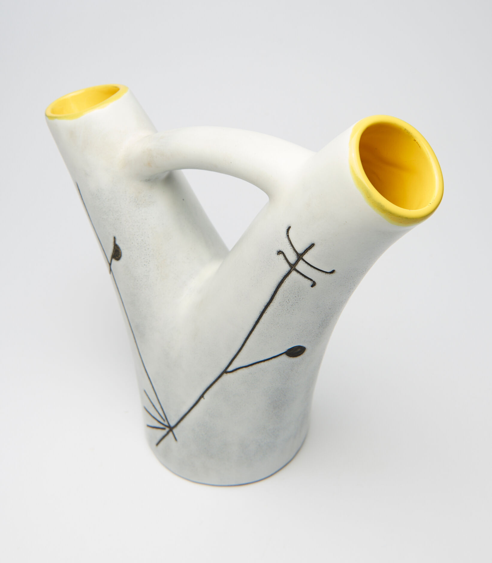 vase with double white and yellow collar, 60s