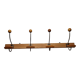 Wall coat rack "bistrot" in metal and wood 1900, 4 hooks