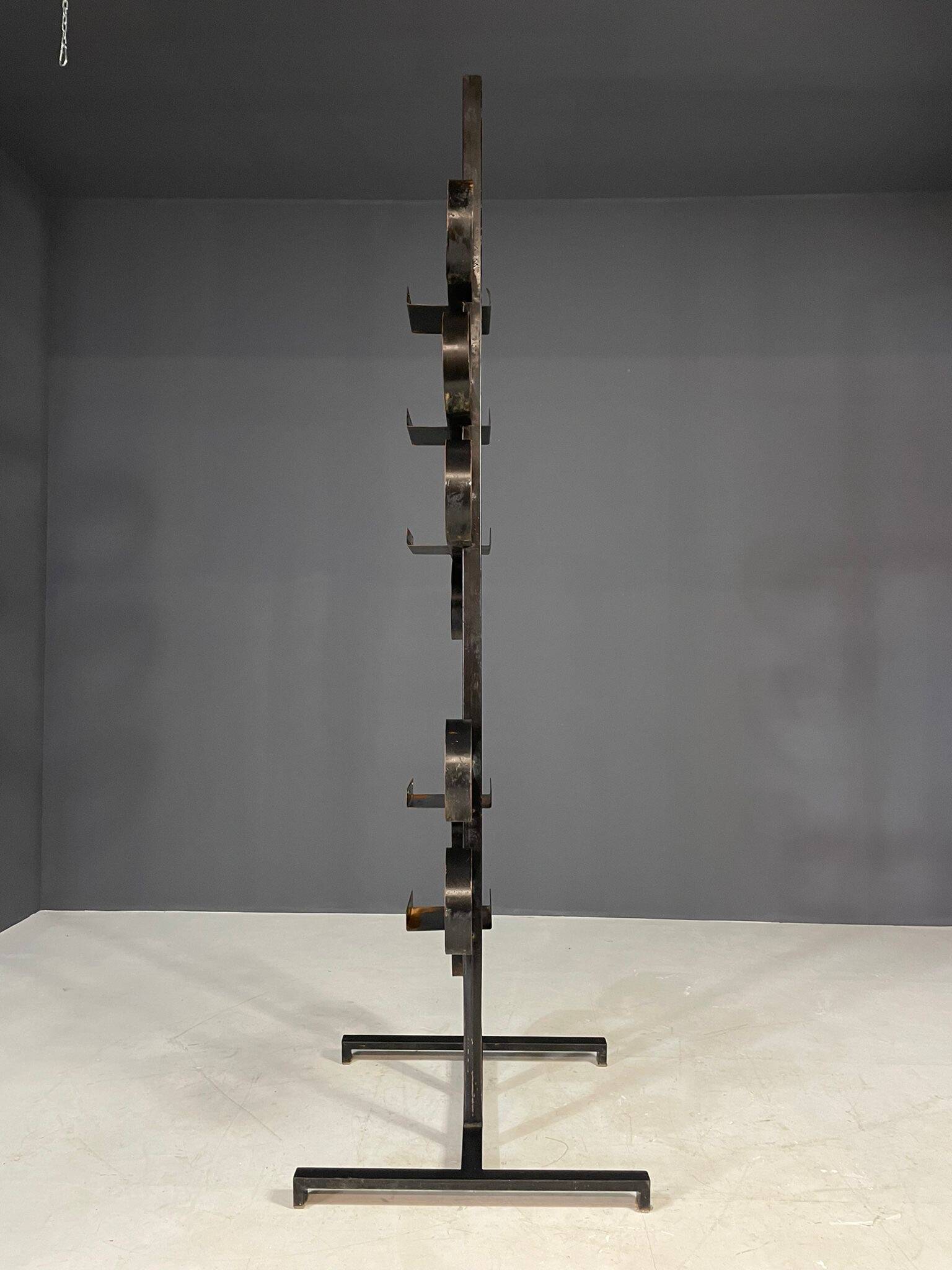 Retro metal plant stand, brutalist style, Czechoslovakia, 1970s