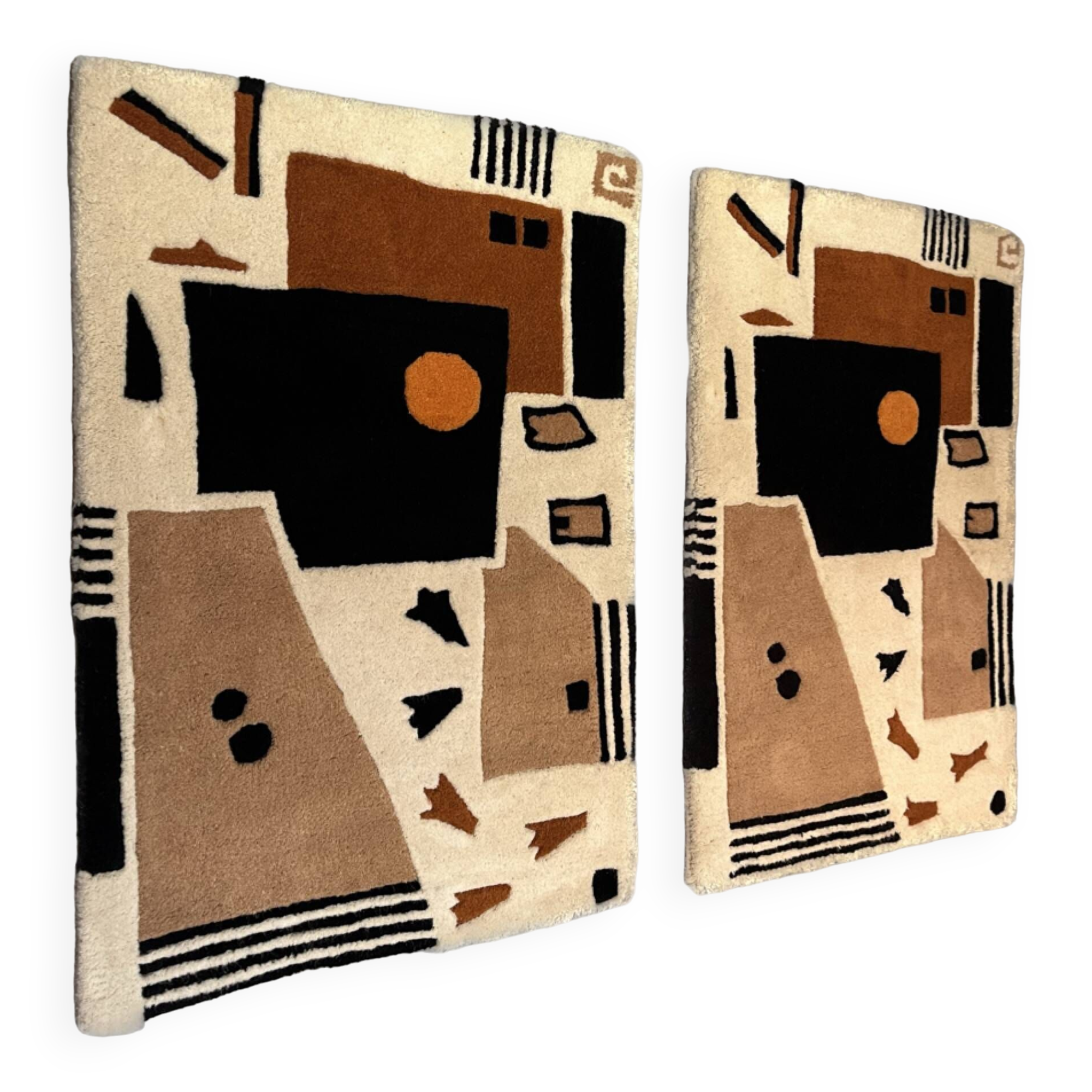 2 tapis moderne tuftés main, 1960