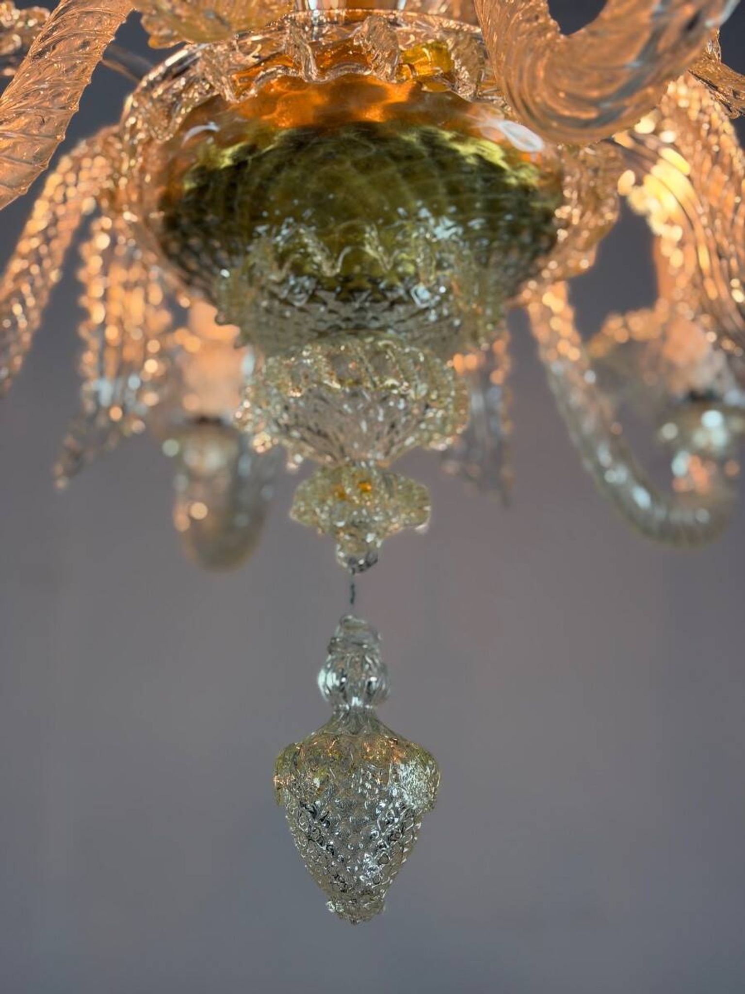 Venetian chandelier in gilded Murano glass, circa 1950