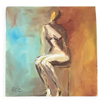 Woman sitting. Oil on panel. 1960.