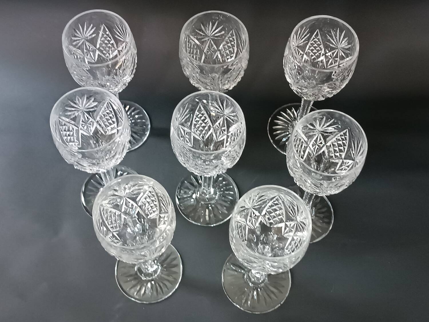 Eight Saint Louis cut crystal stemmed glasses