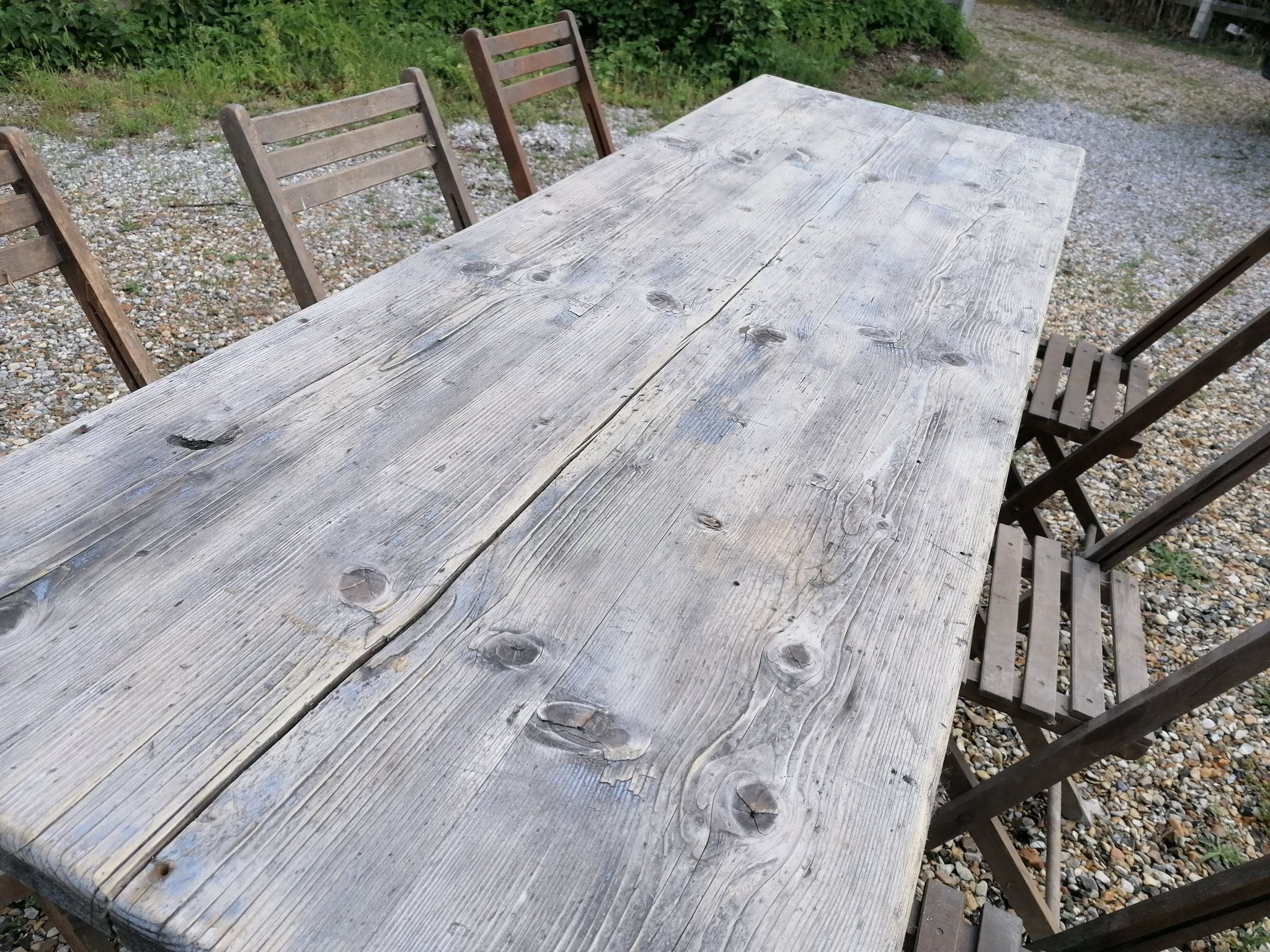 Table ferme  vintage en bois 2m, pieds en x