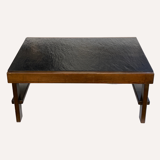 Brutalist Modernist Coffee Table in Black Grey Natural Stone by Carl Straub 1960s