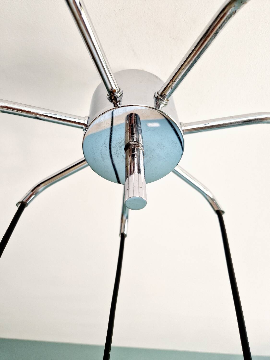 Large chrome-plated metal waterfall chandelier, Hans-Agne Jakobsson, 1960-70