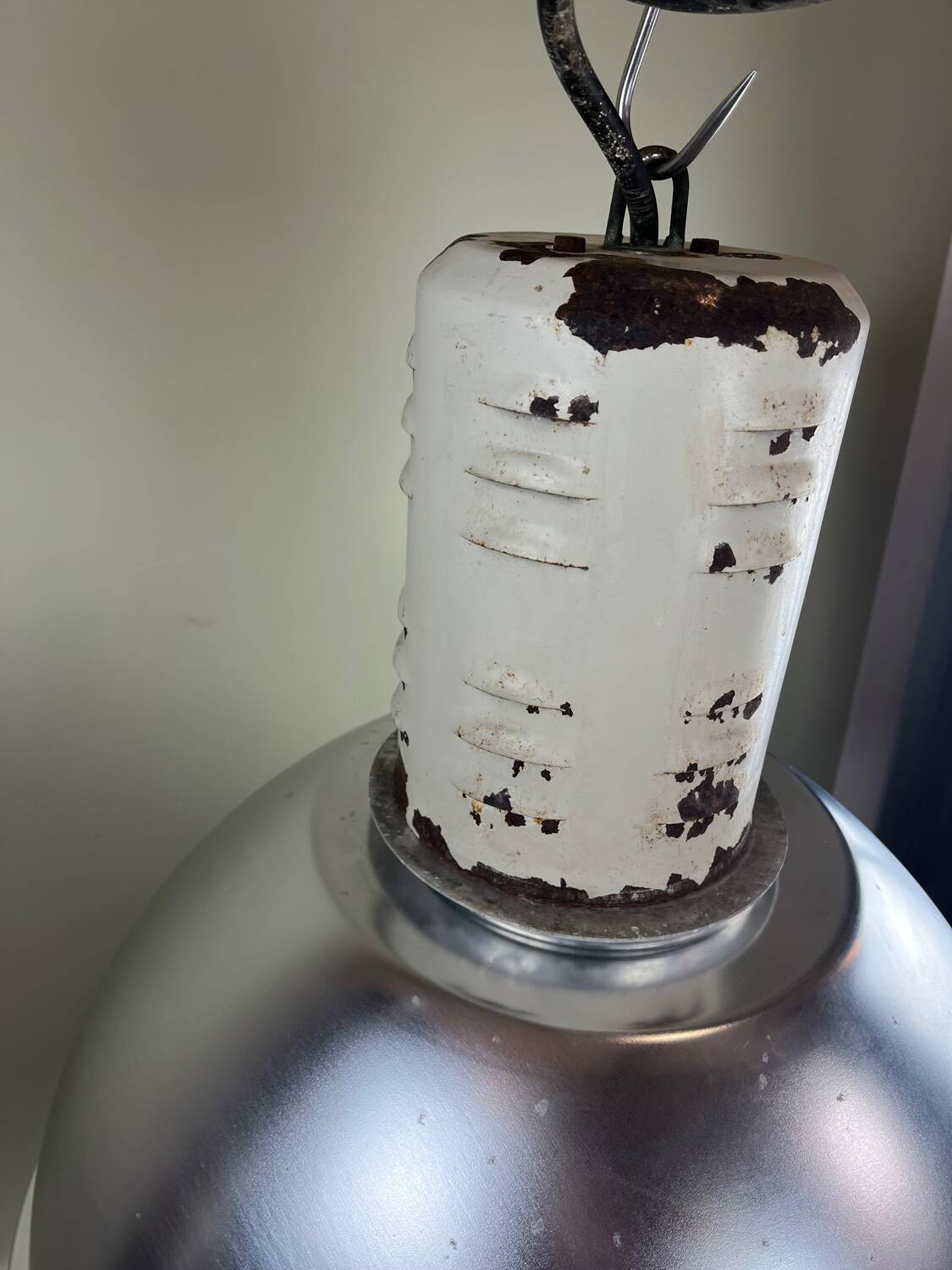 Rare industrial suspension Osram HQL – large aluminium reflector 53