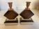 Pair of geometric wooden candlesticks from the 1950s.