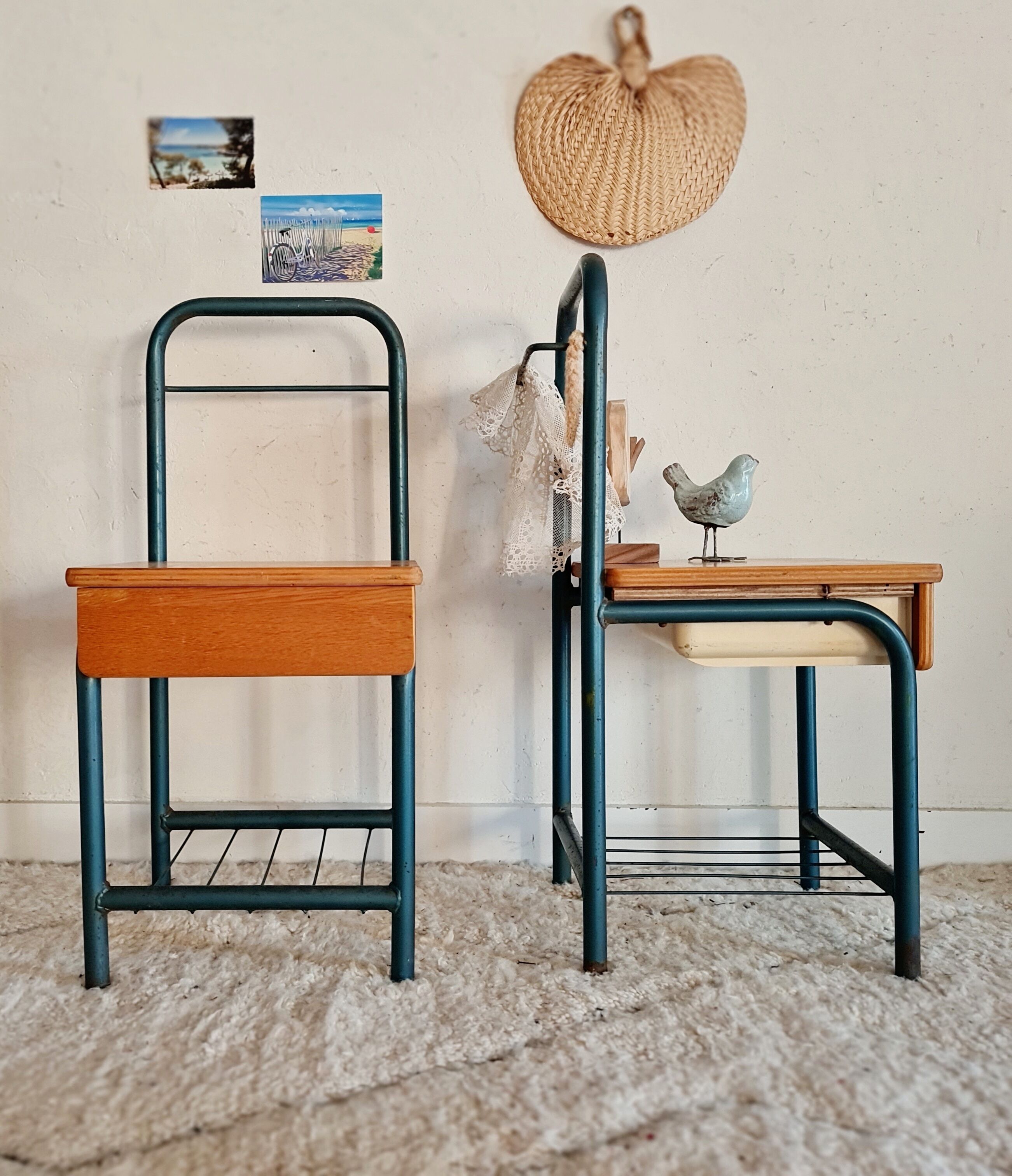 Pair of bedside boarding schools old 50s