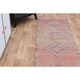 Pink Turkish Vintage Handmade Woven Wool Oushak Runner Rug 78x330