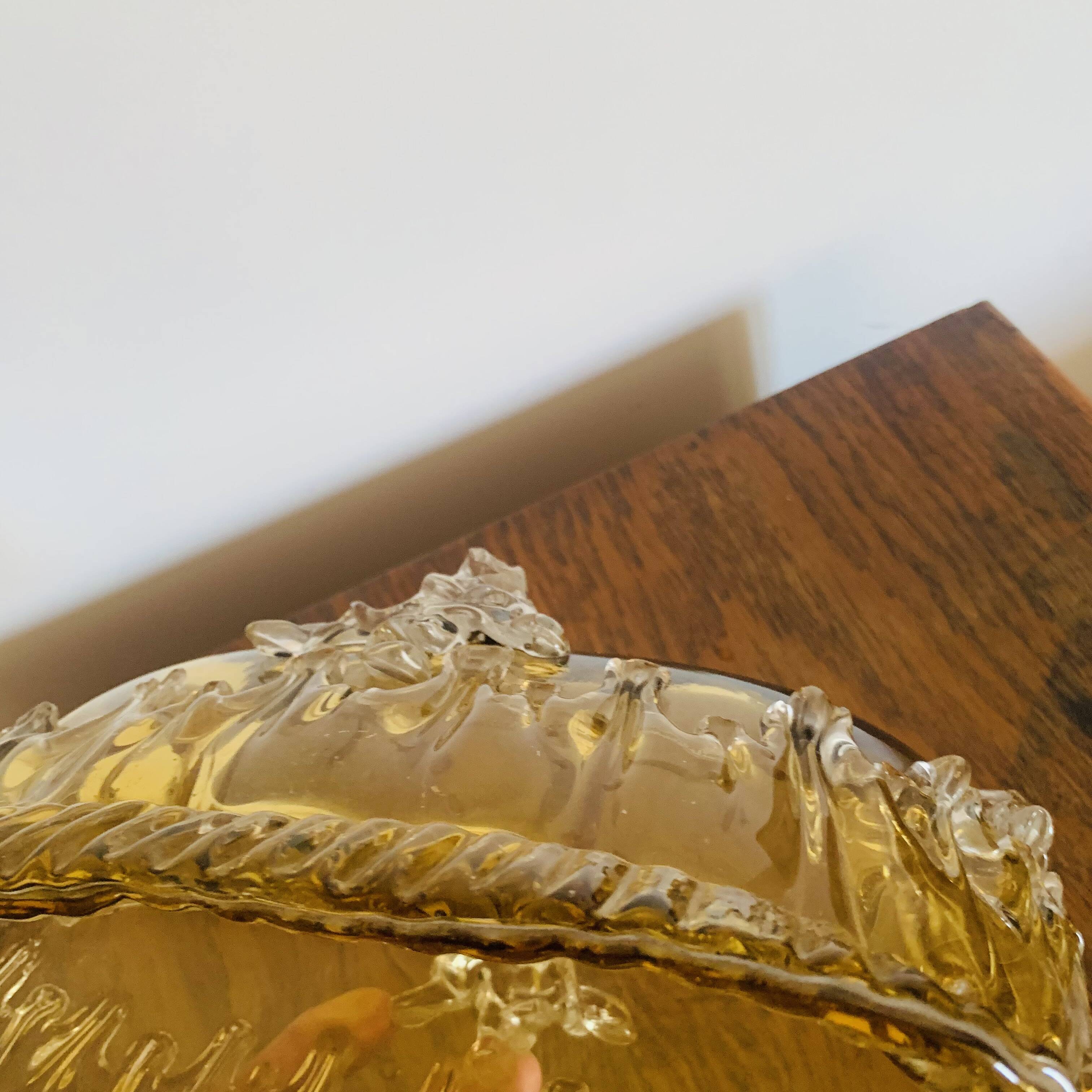 Grande coupe vintage en verre ambré