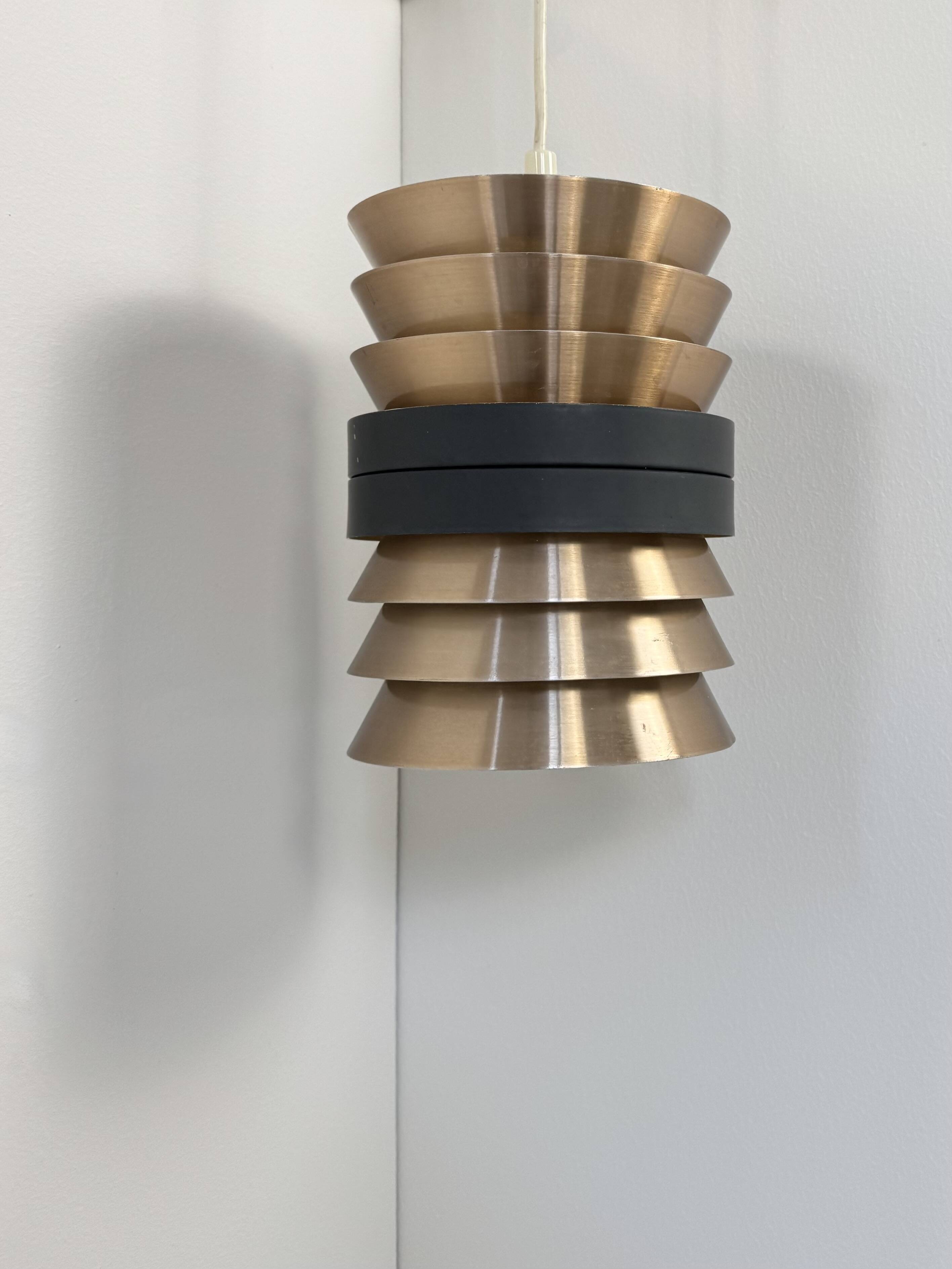 Doria suspension in copper and matte black metal, Germany, 1960.