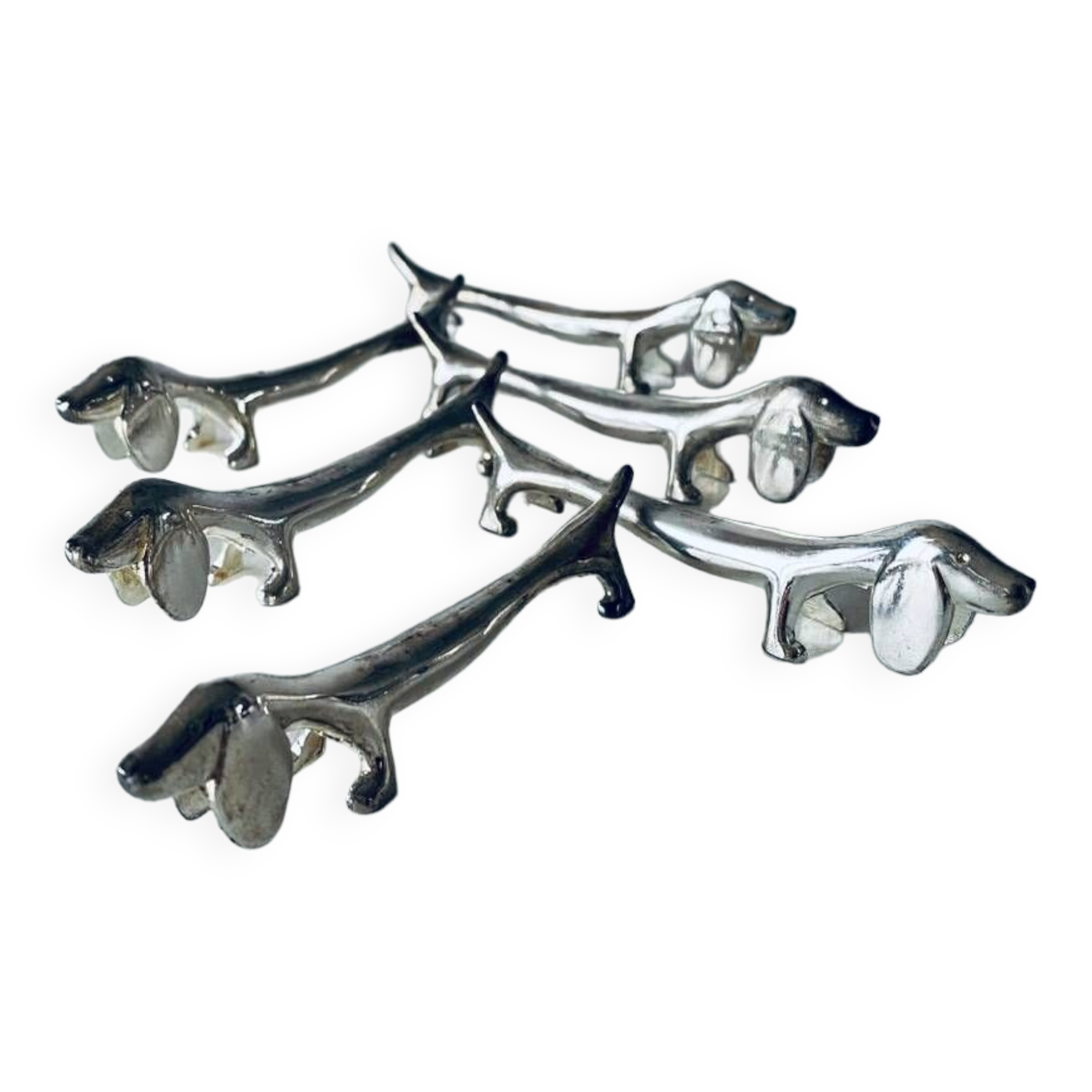 6 vintage dachshund shaped knife holder