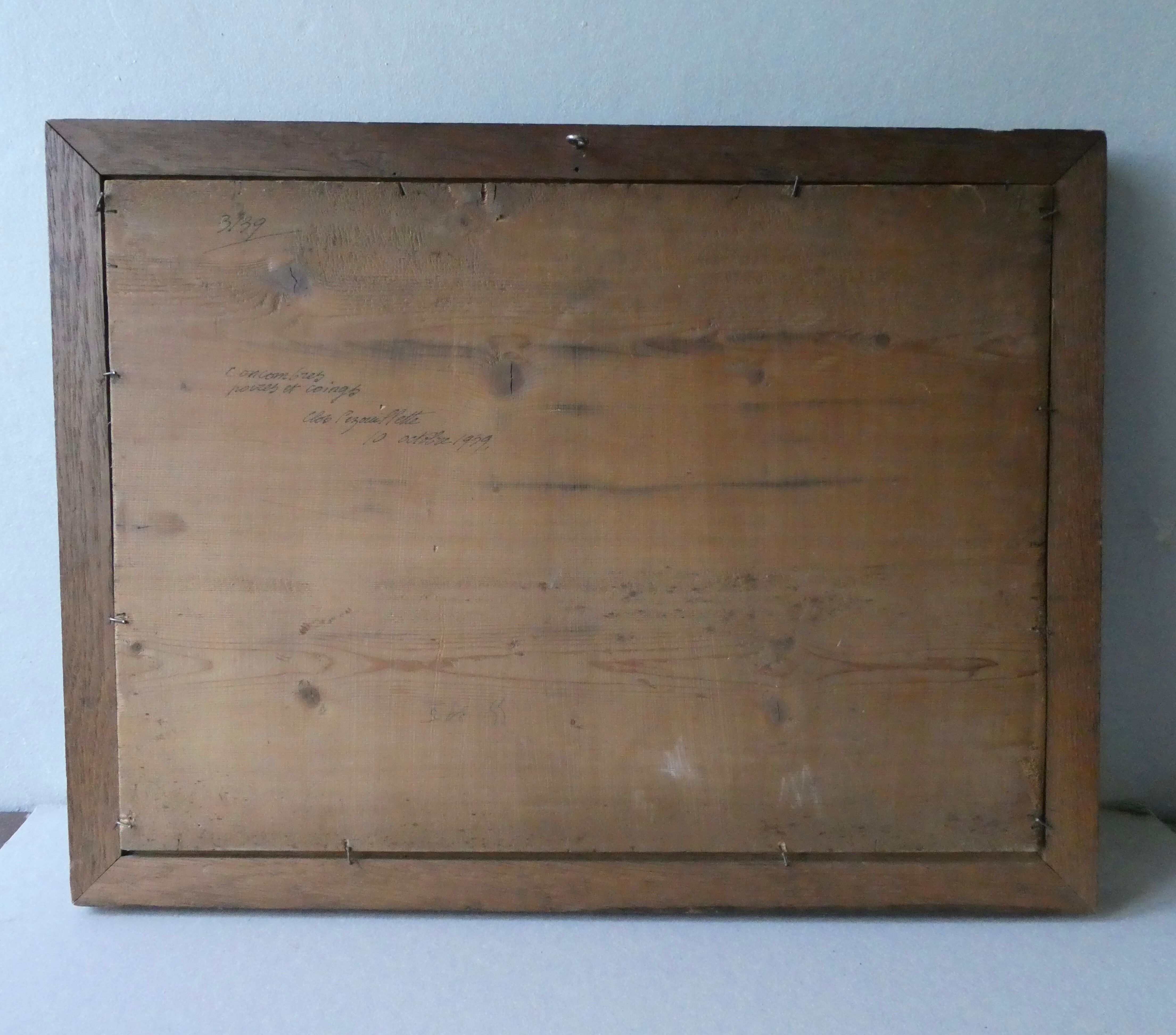 Oil on panel, still life with fruit, signed, 1930s