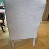 Antique armchair restored in white bouclette fabric