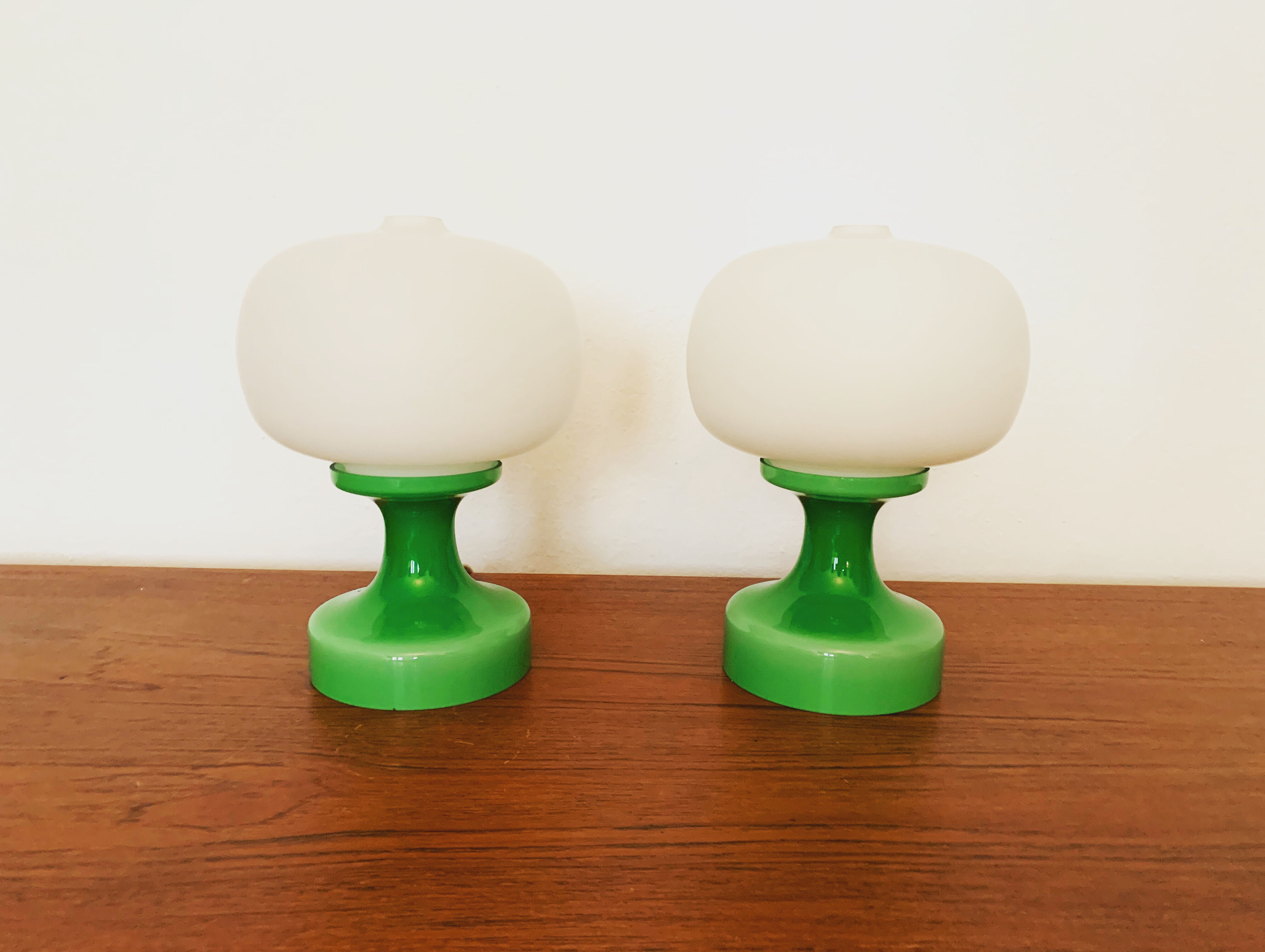 Czech Set of 2 Mid-Century Modern glass table lamps by Ivan Jakeš
