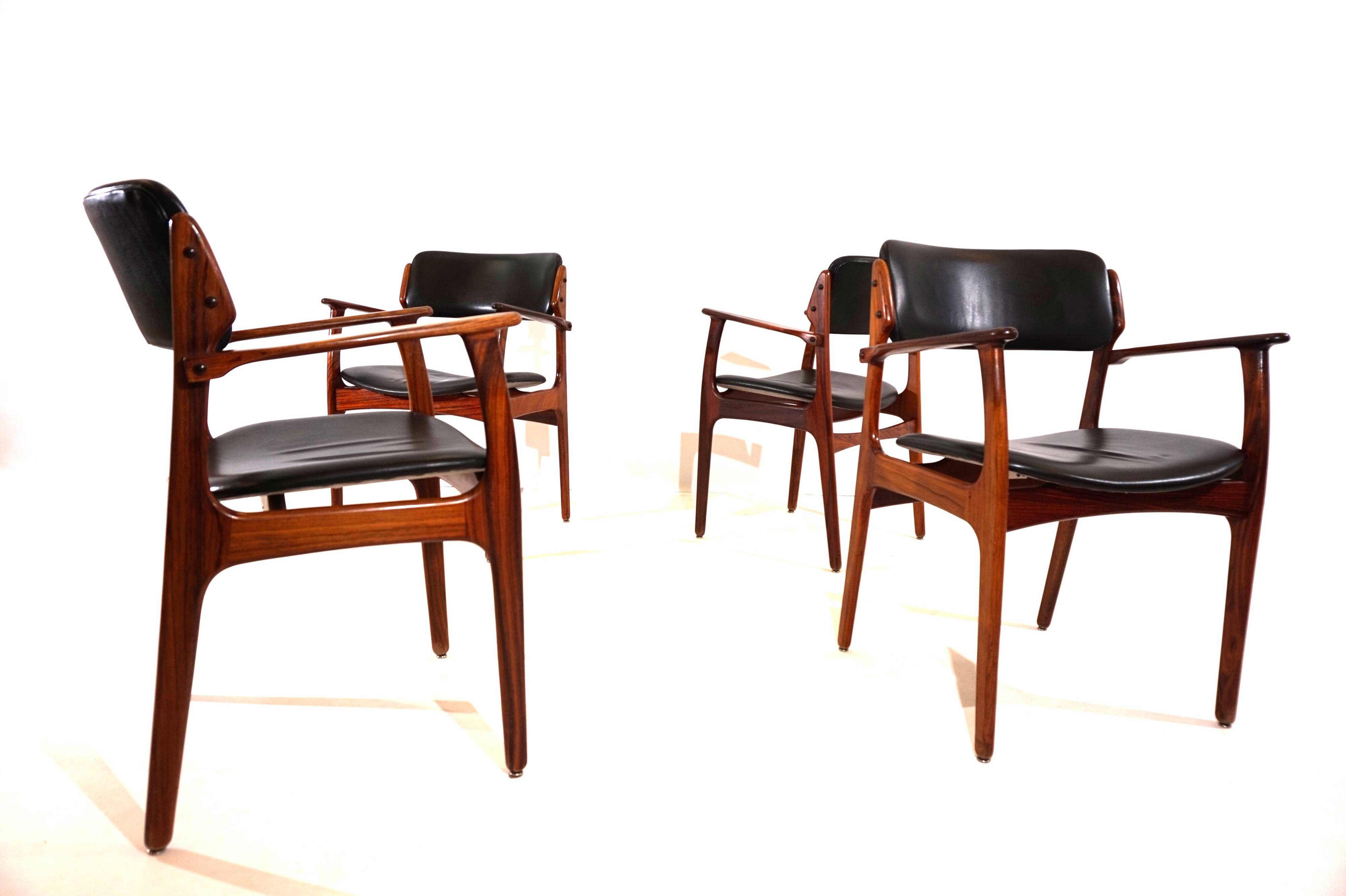 Erik Buck lot de 4 chaises de salle à manger en palissandre OD 50 pour OD Mobler