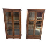 Pair of display cabinets in solid cherry wood from the 19th century.