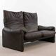 Brown leather 2-seater sofa Cassina Maralunga by Vico Magistretti