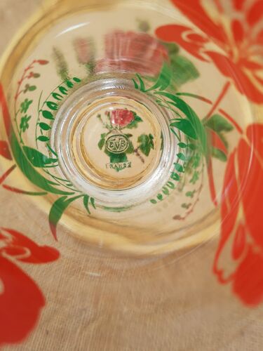 Set de 4 verres à eau ancien fleurs années 60 vintage